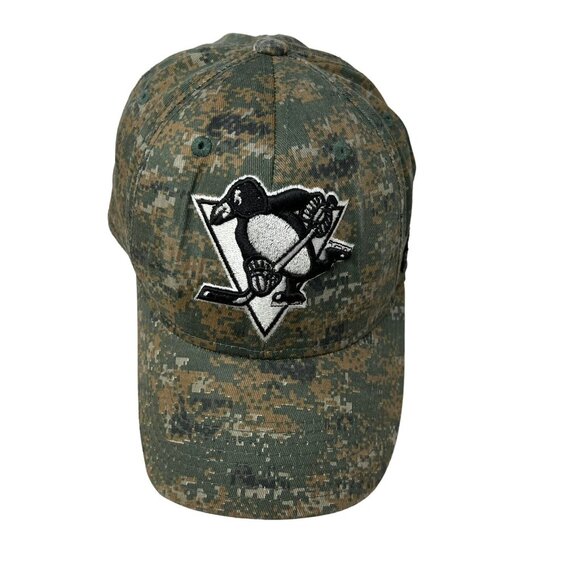 Pittsburgh Penguins Reebok Military Digital Camo Camouflage Fitted Hat Cap 7 3/8 - Picture 2 of 9